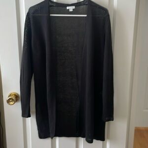 J. Jill long cardigan. Black. Classy. Slit at sides. Medium petite. Like new